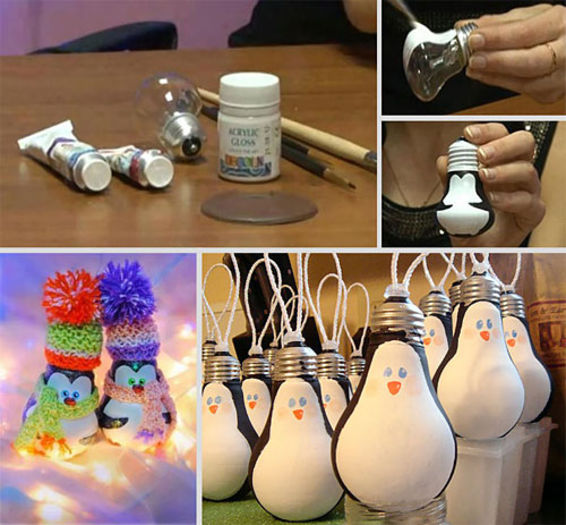 114 - Ornamente pinguin din becuri