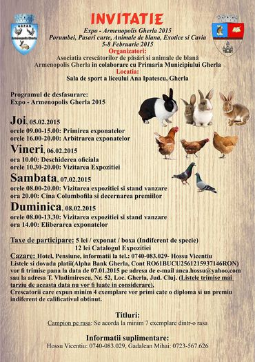 Expozitie Porumbei, Pasari Curte, Animale de Blana si Exotice