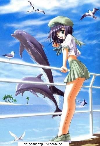 girl si delfini - Poze cu animeuri