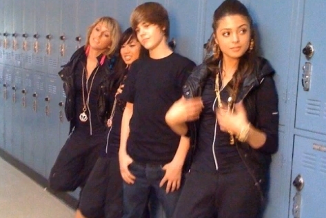  - Justin Bieber and girls in school where he teaches