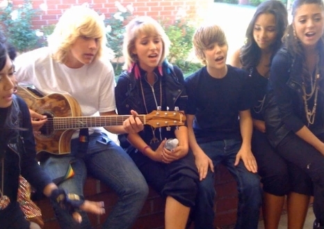  - Justin Bieber and girls in school where he teaches