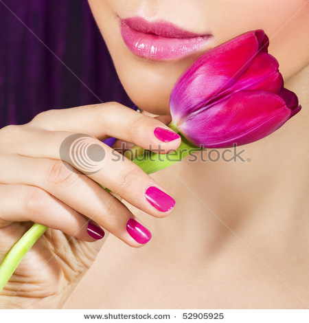 stock-photo-woman-with-pink-tulip-52905925