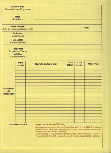 Pedigree CNCCR - Modele de pedigree folosite