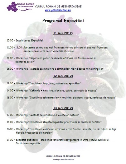 Programul expozitiei