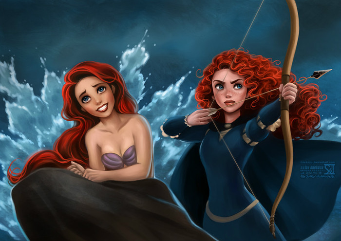 ariel_and_merida_by_daekazu-d57hyno