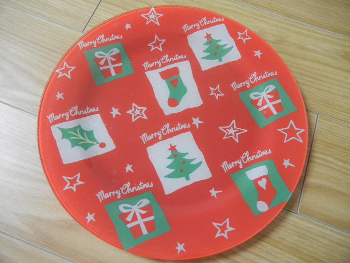 Christmas Glass Cake Plate; Platou tort (sticla).
