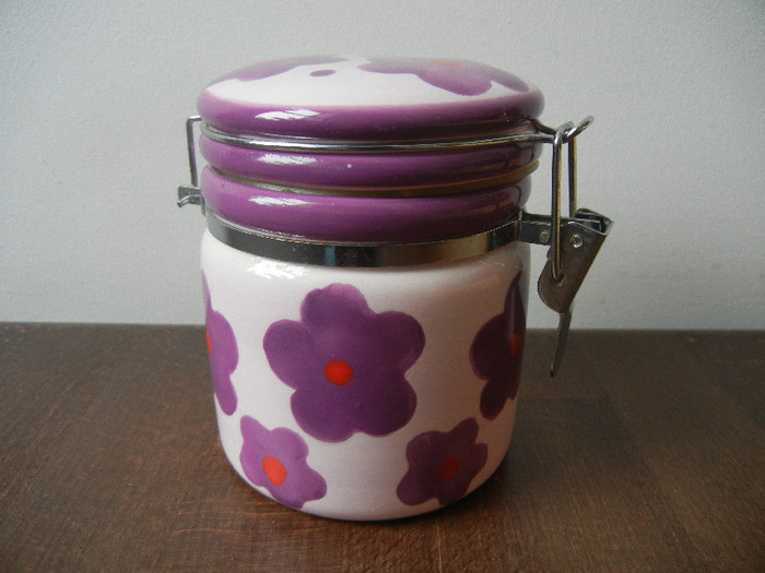 Purple Flowers Ceramic Storage Jar