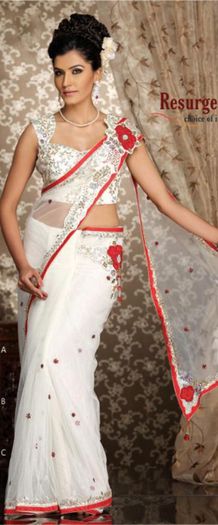 white-saree-bridal-wedding-saree-collection-ss-5001 - Rochia de mireasa