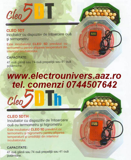 incubator Cleo 5 TD incubatoare oua; incubatoare oua Cleo www.electrounivers.com
