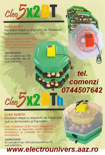 incubator Cleo 5 x2 TD incubatoare prepelita - Incubator electric cu mecanism si termometru atasat