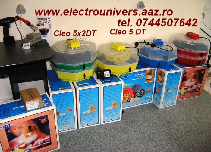 incubatoare CLEO incubator oua; Vand incubatoare CLEO, cel mai modern incubator din Romania , incubatorul CLEO  recomandat pentru incubarea oualor de prepelita, gaina, rata, gasca, curca.  Clocitoarea electrica performanta, asigura
