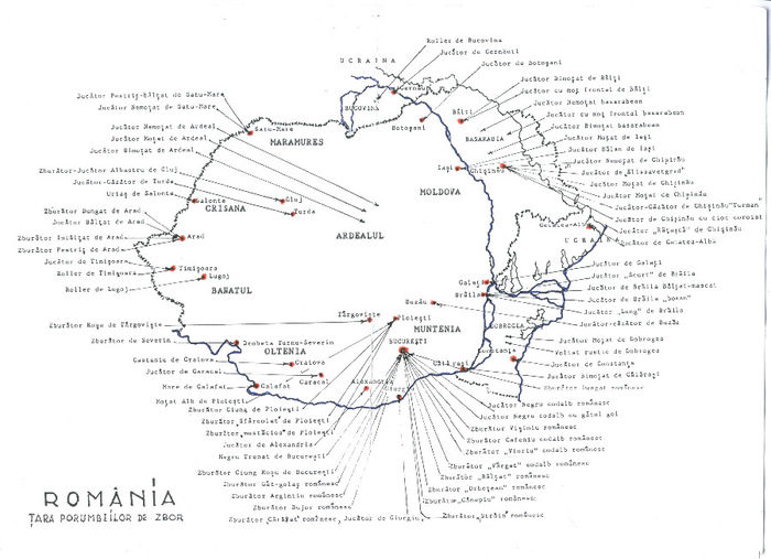Carte F. Bonatiu; Harta cu locul de formare a raselor romanesti prezentate in articol
