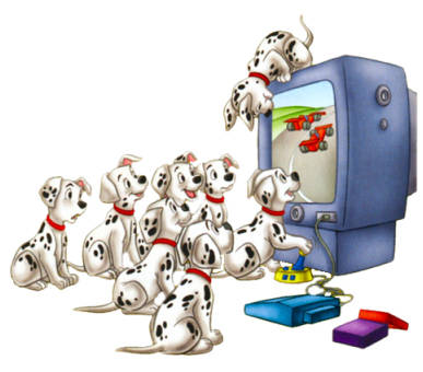 Disney-101-Dalmation-watching-tv