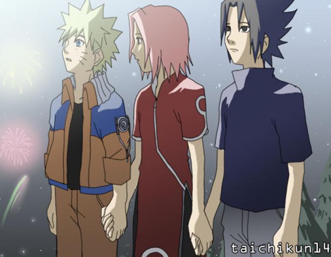 naruto and sakura and saske