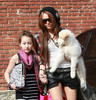 Miley Cyrus Actress Miley Cyrus and her sister Noah arrive at a studio in Burbank with her little do