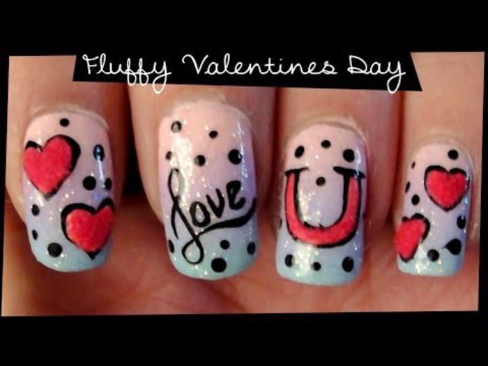 0 - Fluffy Valentines Day nail art