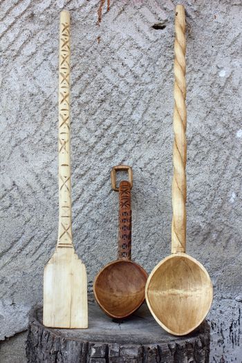 Găvan; = Lingură mare de lemn, cu care se măsoară cheagul când se pune în lapte ca să se facă brânză; are coada de 60 cm şi capacitatea de 500-700 cmc.In poză:o lopată pt plăcinte,o lingură mare si un găvan.
