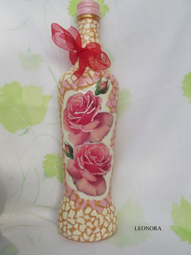sticla decoupage trandafiri