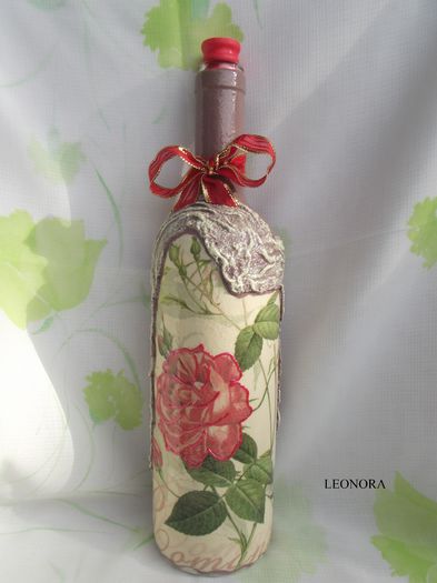 sticla decoupage classic rose