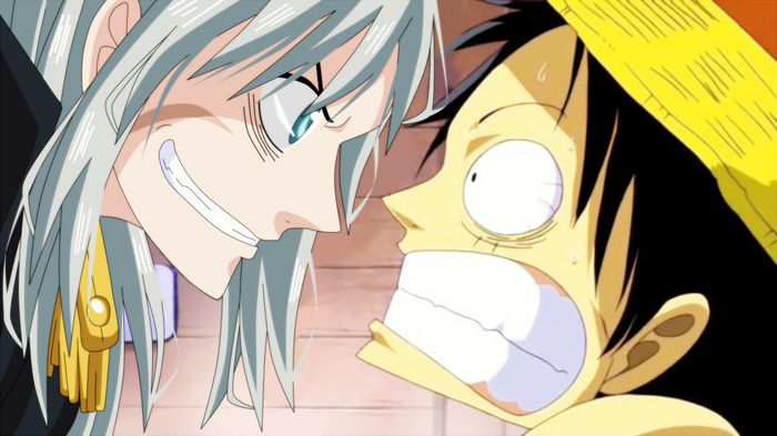 Shirayuki and Luffy when they first meet