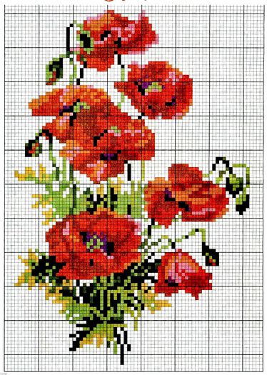 papaveri a punto croce