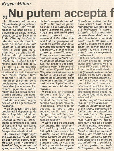 Independentul, Iasi 25 aug. 1999; Selectie de Cristian Zainescu, secretar general al Miscarii pentru Regatul Romaniei - Iasi
