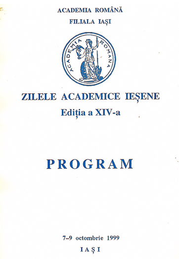 Zilele Academice Iesene 1999; Cristian Zainescu, participare cu trei lucrari stiintifice, Iasi 7-9 oct. 1999
