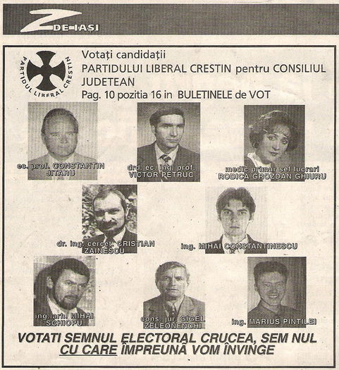 Ziua de Iasi, 27 mai 2000; Publicitate electorală PLC Iasi (platita)
