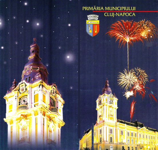 Felicitare de la primar, Cluj; Gheorghe Funar, primarul municipiului Cluj-Napoca, decembrie 2000

