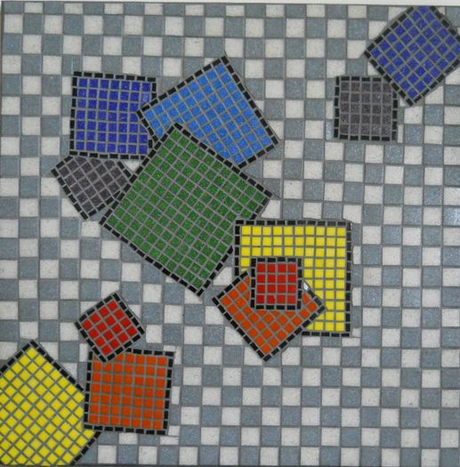 Patrate (Squares); Mosaic, 50x50 cm, suport MDF 18 mm grosime, chit gri
PRET: 600 LEI
