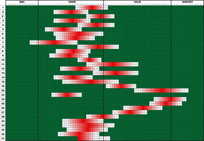 Grafic Crini inflorire dupa cod