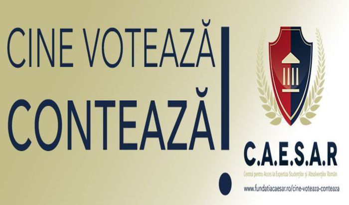 Votează!; Fundatia C.A.E.S.A.R. (Centrul pt Acces la Expertiza Studentilor si Absolventilor din RO) a lansat in data de 24oct.2014 campania „Cine voteaza conteaza!”;isi propune sa combata absenteismul la vot di
