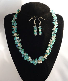Set turcoaz si perle - Bijuterii handmade