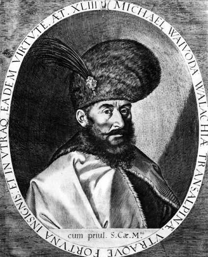 MihaiViteazul; 1558Târgul de Floci-9 aug.1601Turda;primul domnitor al României (cea de azi,ca teritoriu)in 1600,formata din Țara Românească, Transilvania și Moldova.(in poza:16001-portret de la Praga)
