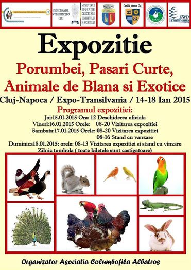 Expozitie Porumbei, Pasari Curte, Animale de Blana si Exotice - S- Expozitie Cluj 14-18 Ianuarie 2015