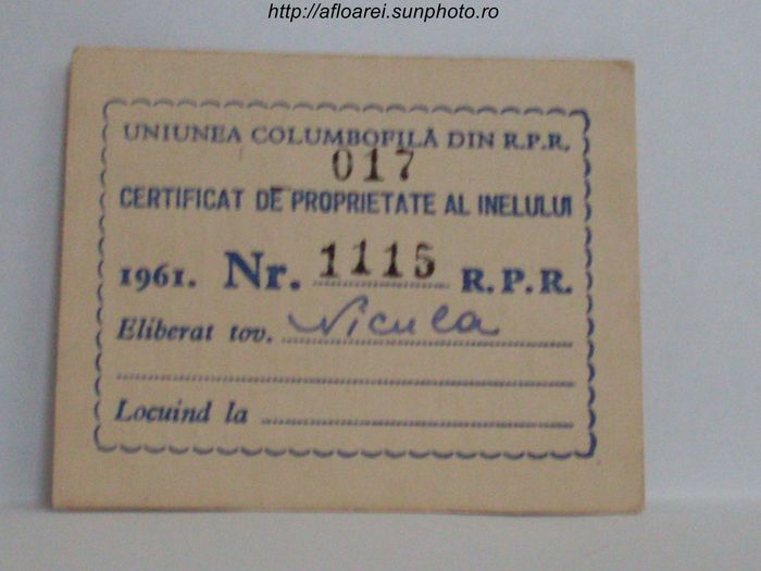 RPR 1961 - TALOANE-CARD