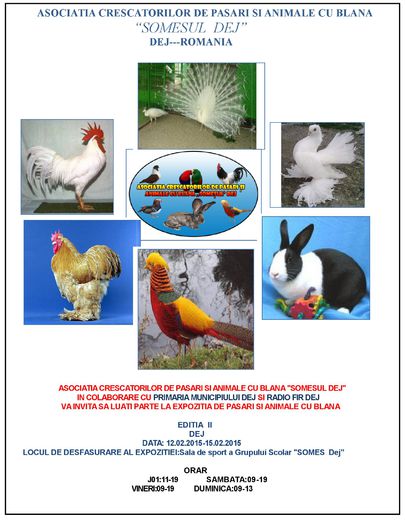 Afis_Expozitie_2015 - 0  00 ASOCIATIA CRESCATORILOR DE PASARI SI ANIMALE CU BLANA  SOMESUL DEJ
