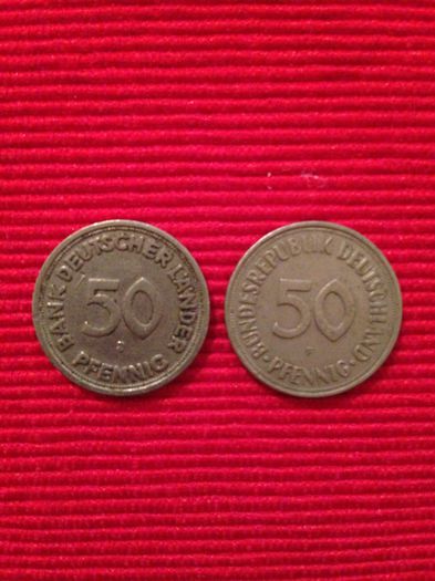 Set 50 pfennig 1949 J si 1971 F -5,80 lei - Monede de vanzare