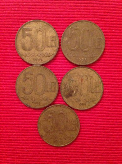 Set 50 lei 1991,1992,1993,1994,1995 - 4 lei - Monede de vanzare