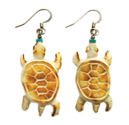 CarvBoneTurtleEarrings - bijuterii india