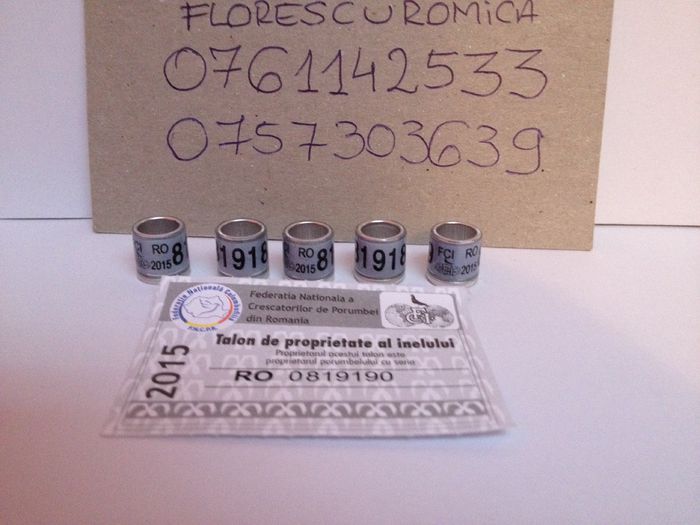 Inele FCI FNCPR 2015 - 00001 Inele Porumbei 2018Tari Straine Colectie