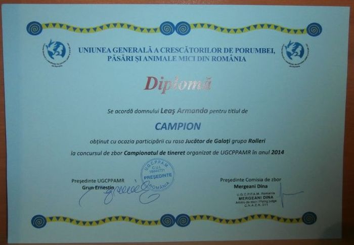 Campion (Locul 1) Concurs de Zbor" Juc de Galati" Tineret 2014