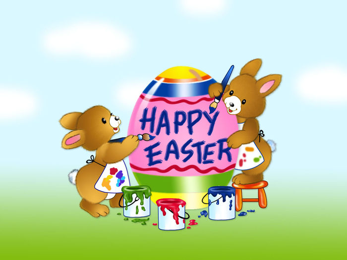 happy-easter-bunnies-wallpaper - PASTE FERICIT-HRISTOS A INVIAT