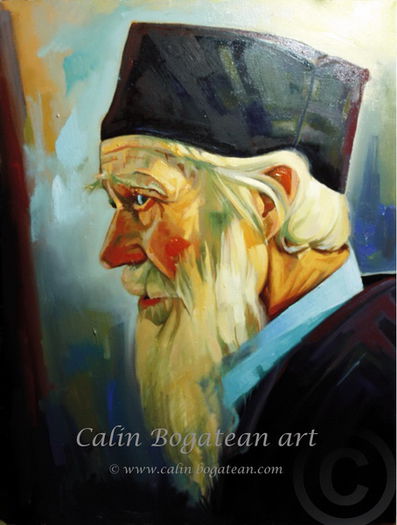 portret in ulei  calugar_portretulei; Portret de calugar pictura pe panza executata de Calin Bogatean membru al Uniunii Artistilor Plastici Profesionisti din Romania
