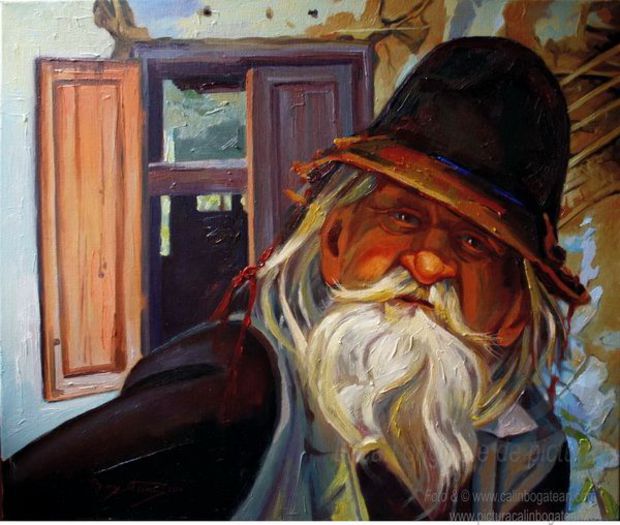 Singuratate; Singuratate portret de barbat cu clop pictura realizat de pictorul Calin Bogatean
