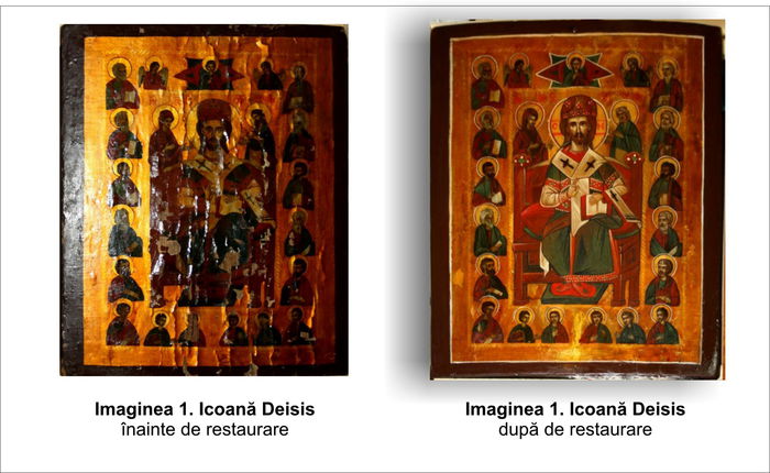restaurare imagine comparata; Imagine comparata restaurare icoana pe lemn
