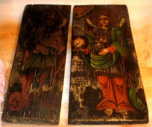 restaurare icoana pe lemn (14); Restaurare icoana Arhanghelii Mihail si Gavril pictura pe lemn restaurare icoane resaturare pictura pe lemn
