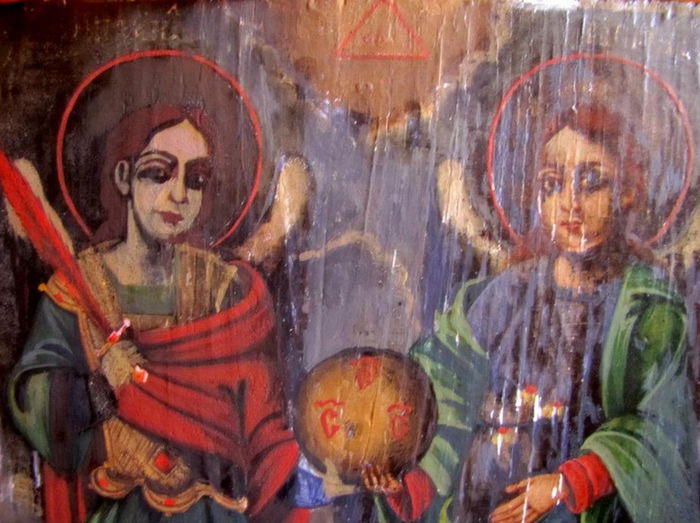 restaurare icoana pe lemn (39); Restaurare icoana Arhanghelii Mihail si Gavril pictura pe lemn restaurare icoane resaturare pictura pe lemn
