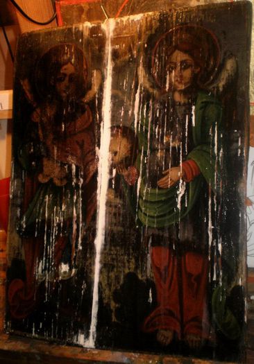 restaurare icoana pe lemn (41); Restaurare icoana Arhanghelii Mihail si Gavril pictura pe lemn restaurare icoane resaturare pictura pe lemn
