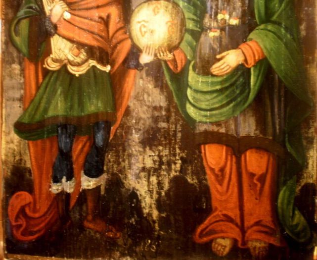 restaurare icoana pe lemn (45); Restaurare icoana Arhanghelii Mihail si Gavril pictura pe lemn restaurare icoane resaturare pictura pe lemn

